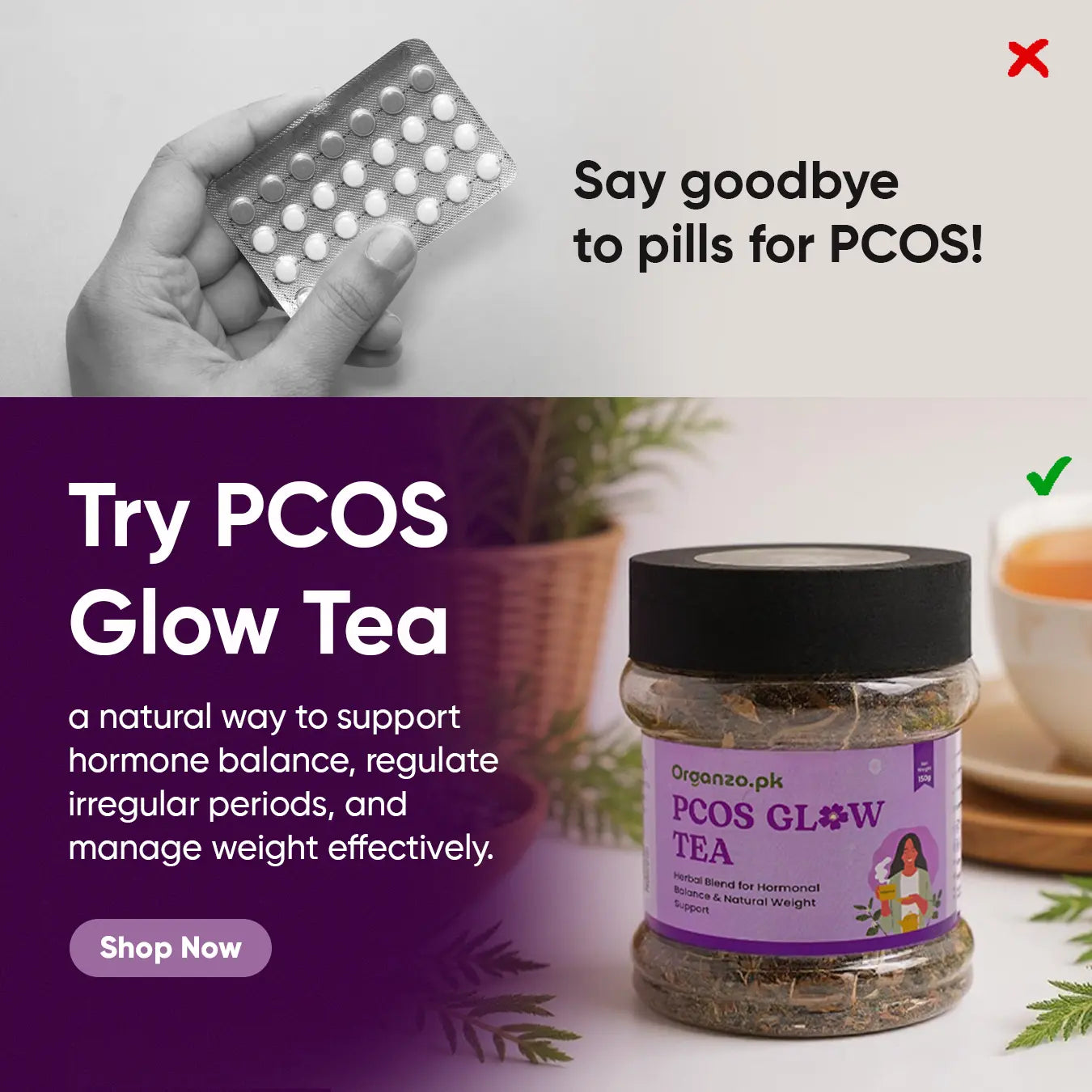 PCOS Glow Tea with spearmint and herbs – Weight support and hormone control